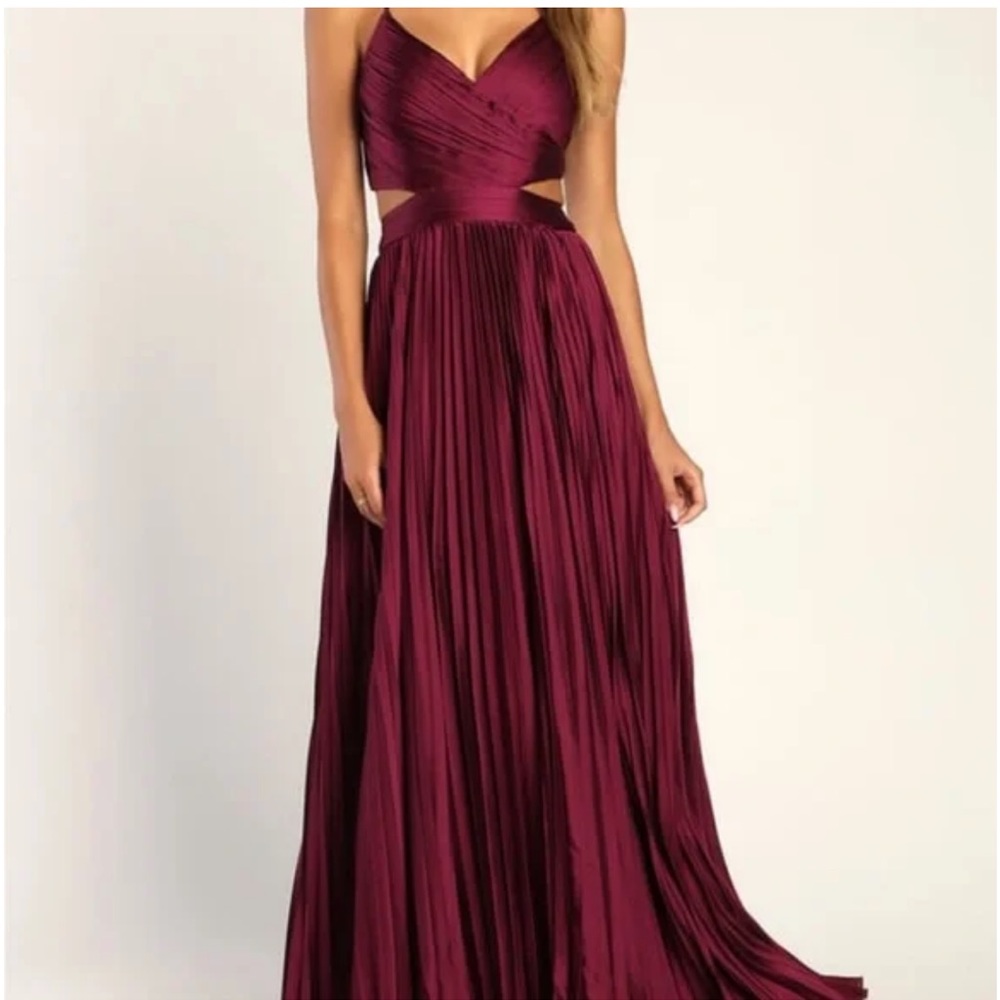Lulus Got the Glam Plum Purple Pleated Cutout Maxi Dress